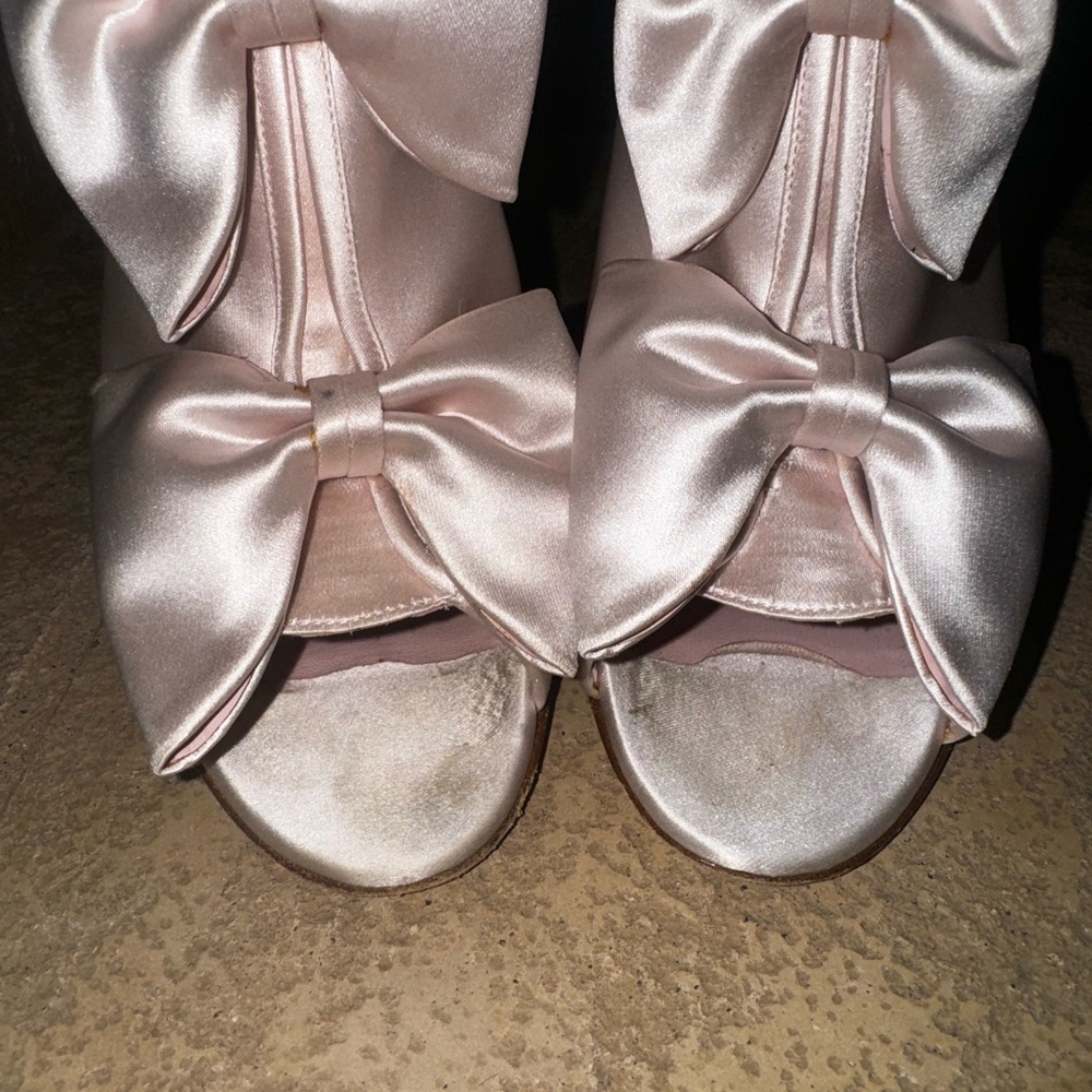 Vintage Chanel Pink Satin Bow Ankle Boots - Picture 10 of 11